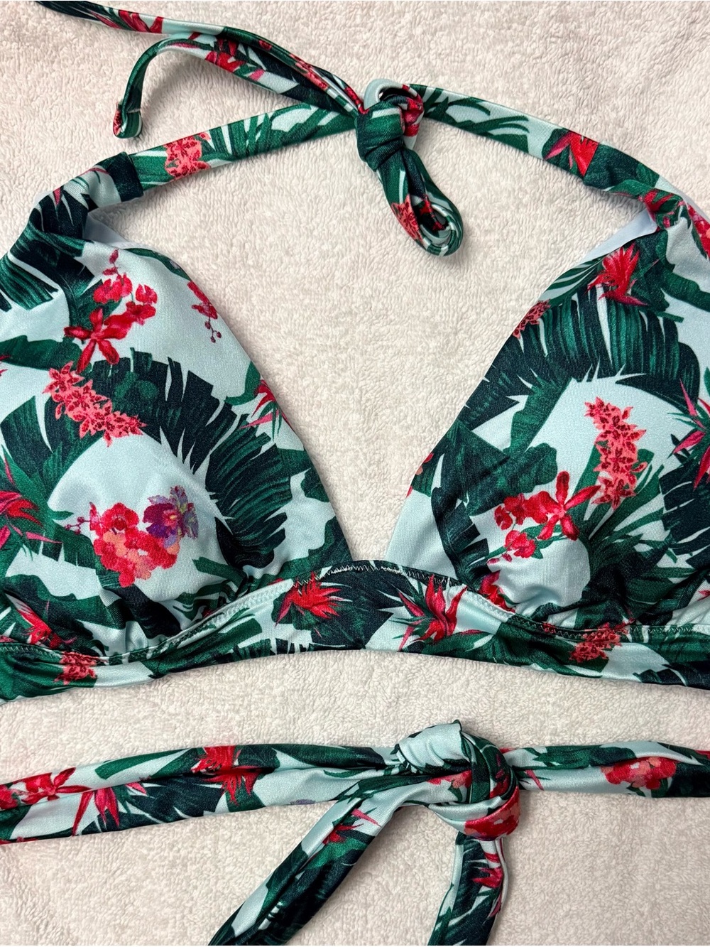Victoria's Secret White Satin Logo Tag swim Top New without Tags size L